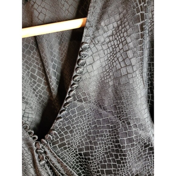 Balenciaga Black Silk Animal Scale Pattern Side Draped Dress - Picture 4 of 11